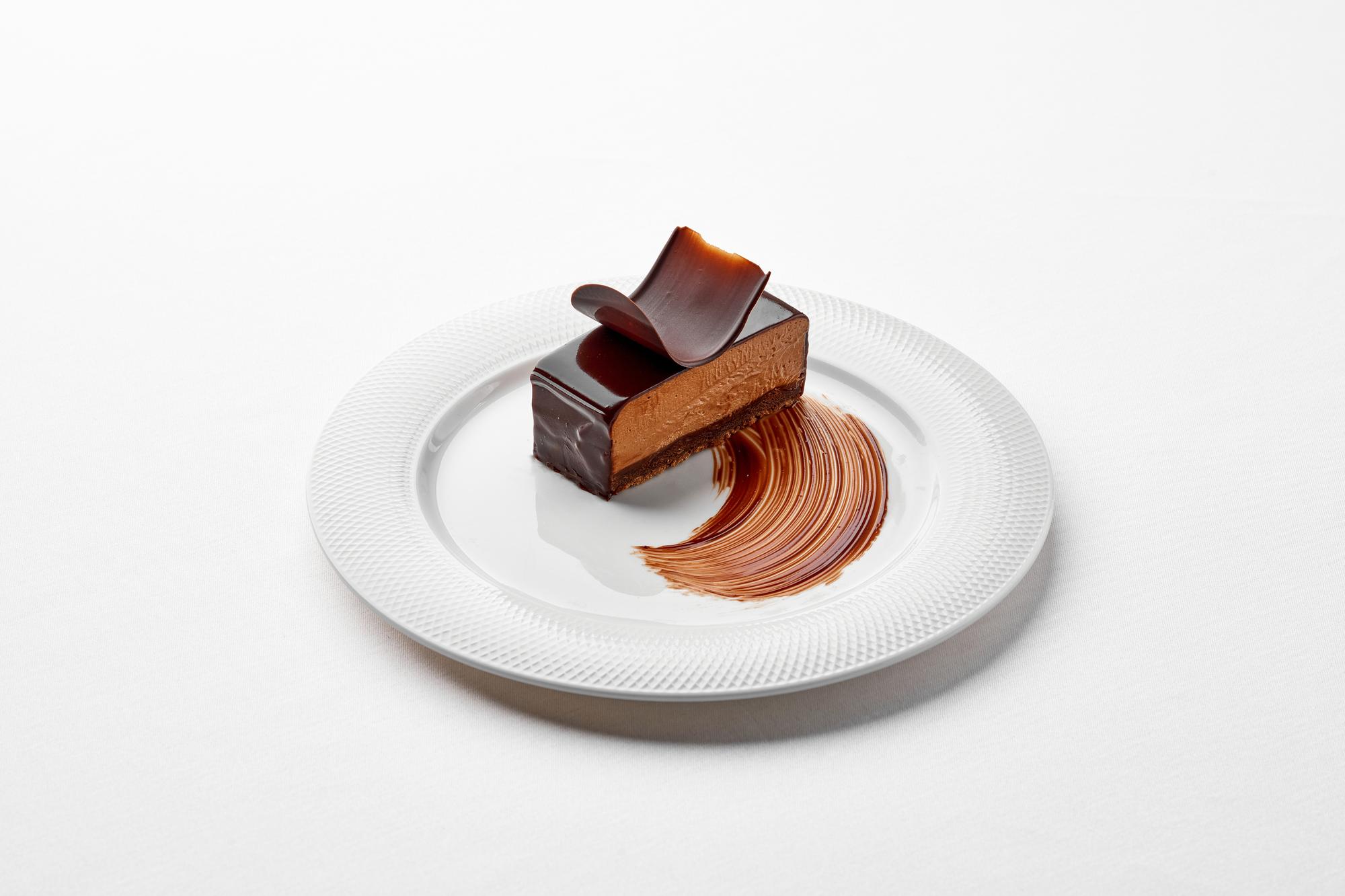 Close-up of plated dessert with caramel