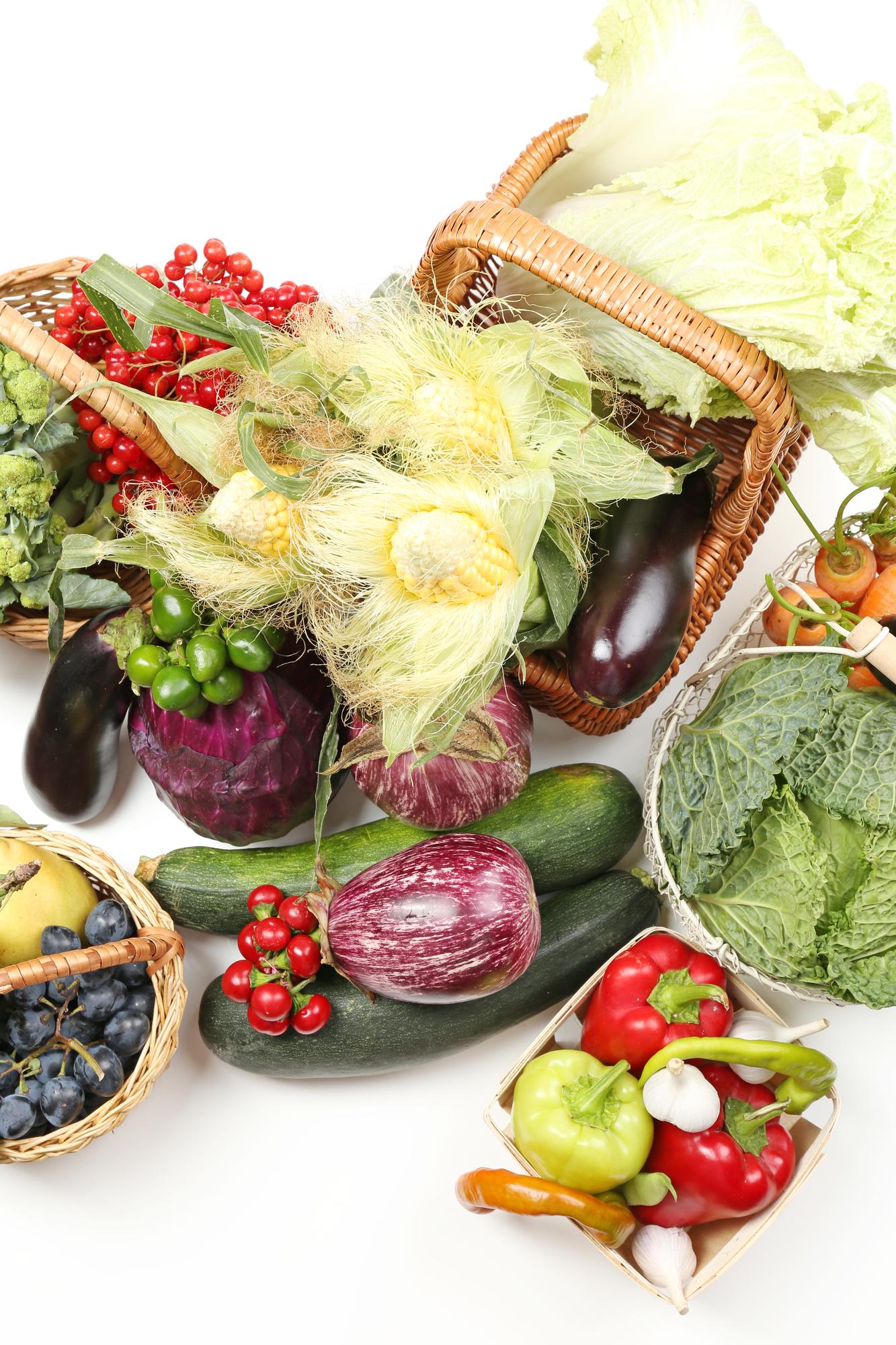 Selection of seasonal vegetables on table